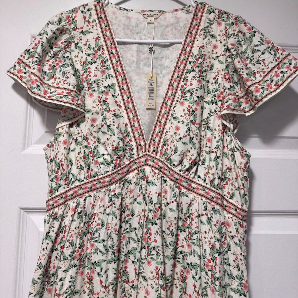 Max Studio London NWT XL Floral Boho Empire Waist Maxi Dress - Picture 3 of 11